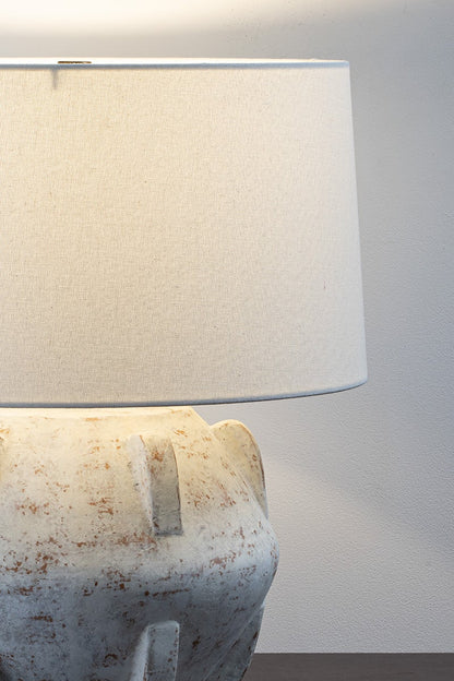 Troy Vanda Table Lamp Patina Brass / Ceramic Whitewash Terracotta Detail 1