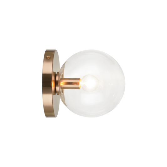 Matteo Lighting Cosmo 1-Light Flush Mount in Aged Gold Brass with Clear Glass, 5.9"W (W06001AGCL)