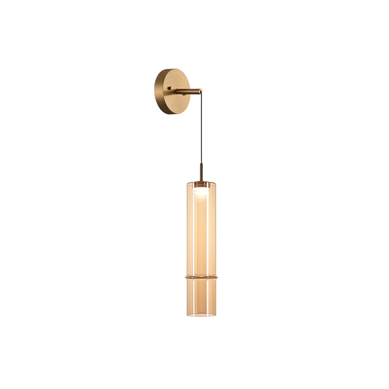 Matteo Lighting Bambu 16" LED Pendant in Aged Gold Brass + Amber Glass (C30601AGAM) – alternate view
