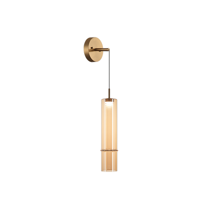 Matteo Lighting Bambu 16" LED Pendant in Aged Gold Brass + Amber Glass (C30601AGAM) – alternate view