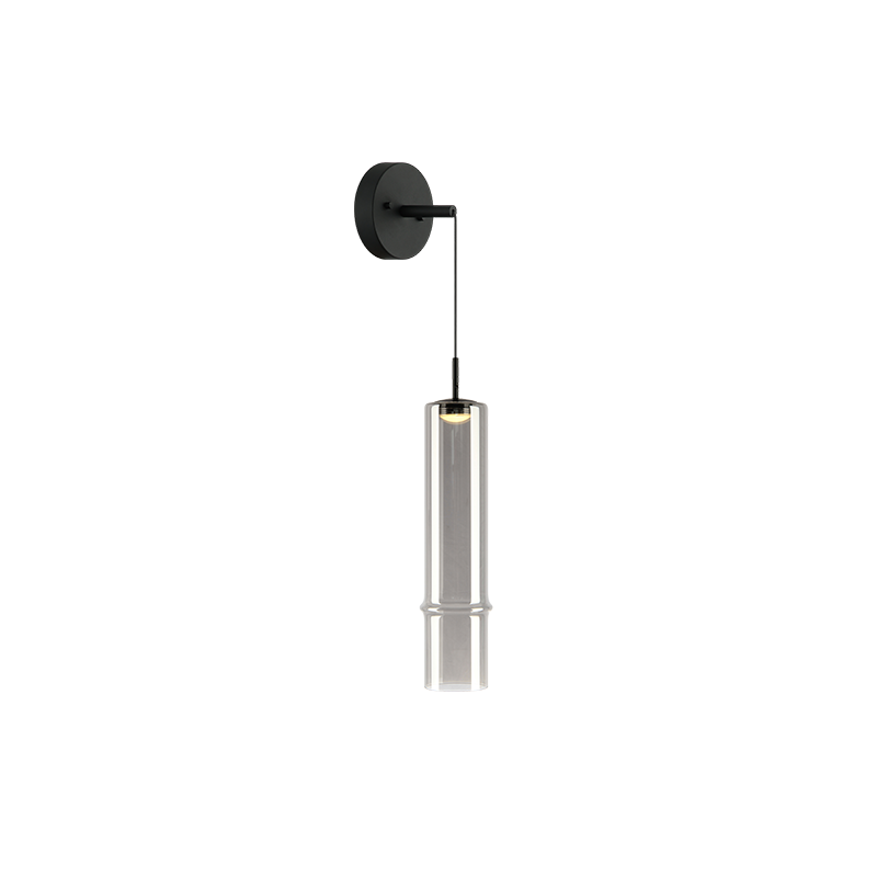 Matteo Lighting Bambu 16" LED Pendant in Matte Black + Smoked Glass (C30601MBSM) – alternate view