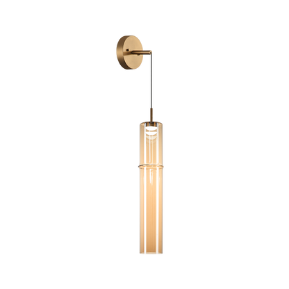 Matteo Lighting Bambu 20" LED Pendant in Aged Gold Brass + Amber Glass (C30611AGAM) – alternate view