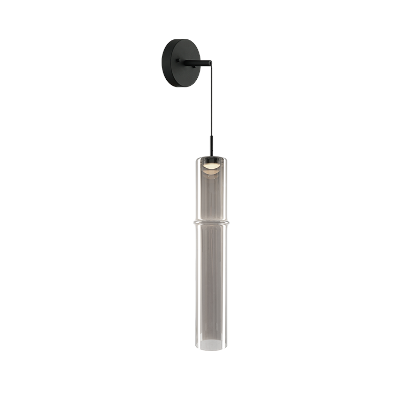Matteo Lighting Bambu 20" LED Pendant in Matte Black + Smoked Glass (C30611MBSM) – alternate view