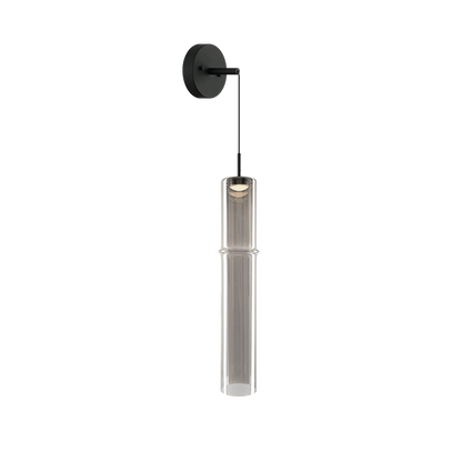 Matteo Lighting Bambu 20" LED Pendant in Matte Black + Smoked Glass (C30611MBSM) – alternate view