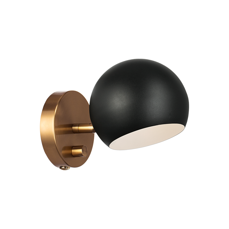 Matteo Lighting Orb 6" Wall Sconce in Matte Black + Aged Gold Brass (W31701MBAG)