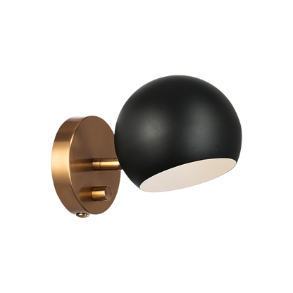 Matteo Lighting Orb 6" Wall Sconce in Matte Black + Aged Gold Brass (W31701MBAG)