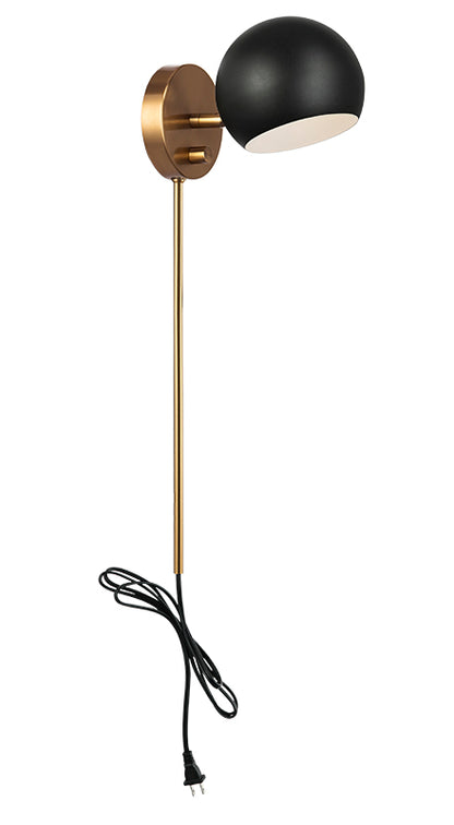 Matteo Lighting Orb 6" Wall Sconce in Matte Black + Aged Gold Brass (W31701MBAG) – alternate view
