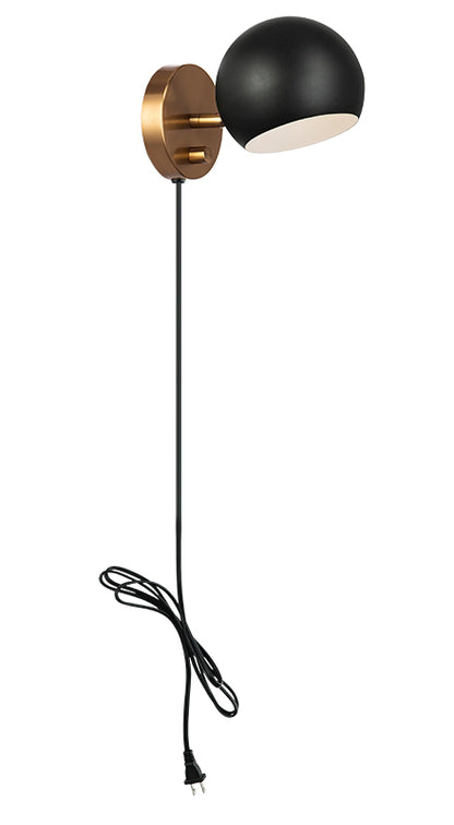 Matteo Lighting Orb 6" Wall Sconce in Matte Black + Aged Gold Brass (W31701MBAG) – alternate view