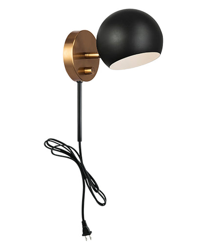 Matteo Lighting Orb 6" Wall Sconce in Matte Black + Aged Gold Brass (W31701MBAG) – alternate view