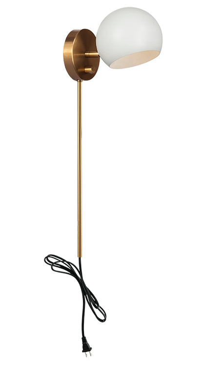 Matteo Lighting Orb 6" Wall Sconce in Matte White + Aged Gold Brass (W31701MWAG) – alternate view