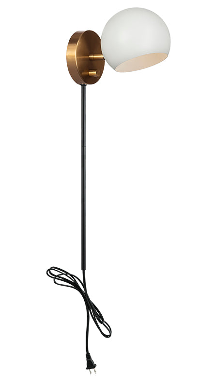 Matteo Lighting Orb 6" Wall Sconce in Matte White + Aged Gold Brass (W31701MWAG) – alternate view