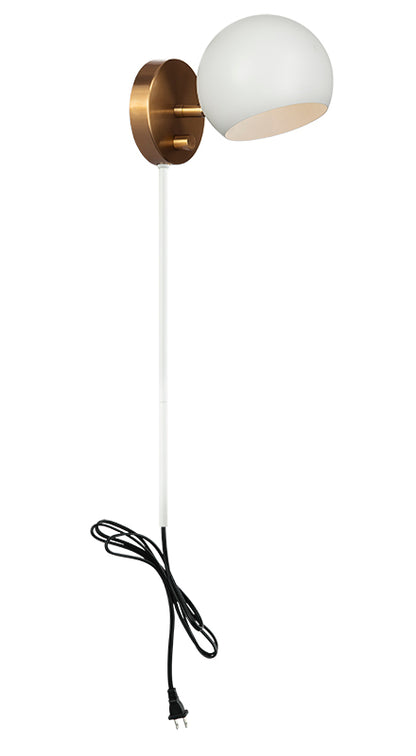 Matteo Lighting Orb 6" Wall Sconce in Matte White + Aged Gold Brass (W31701MWAG) – alternate view