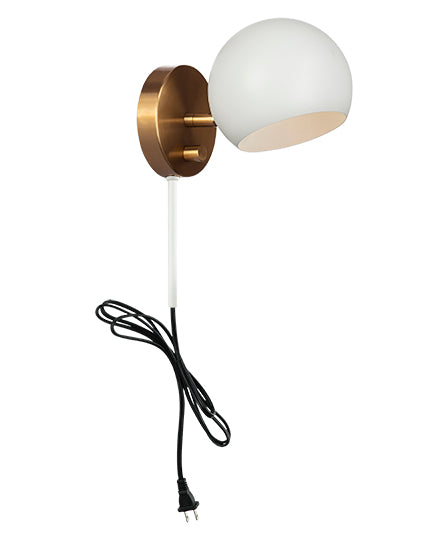 Matteo Lighting Orb 6" Wall Sconce in Matte White + Aged Gold Brass (W31701MWAG) – alternate view