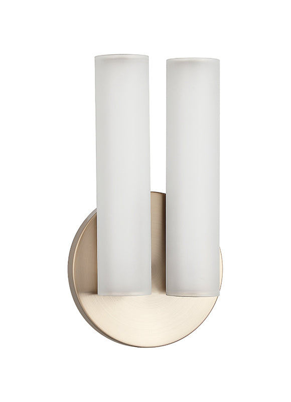 Matteo Lighting Axis 13" 2-Light LED Bath Vanity Light in Champagne Gold + White Frosted Glass (W32222CGFR) – alternate view