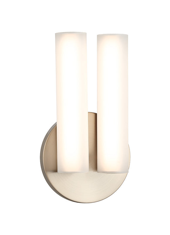 Matteo Lighting Axis 13" 2-Light LED Bath Vanity Light in Champagne Gold + White Frosted Glass (W32222CGFR)