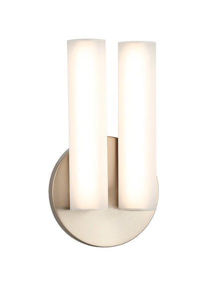 Matteo Lighting Axis 13" 2-Light LED Bath Vanity Light in Champagne Gold + White Frosted Glass (W32222CGFR)