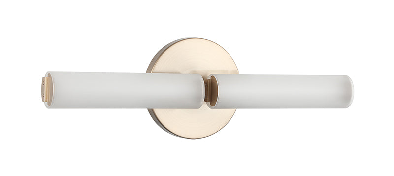 Matteo Lighting Axis 13" 2-Light LED Bath Vanity Light in Champagne Gold + White Frosted Glass (W32222CGFR) – alternate view