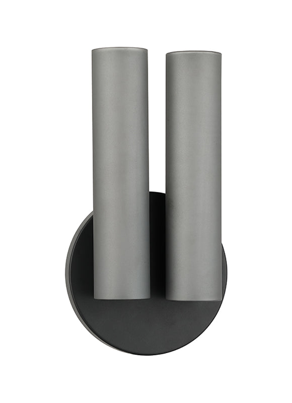 Matteo Lighting Axis 13" 2-Light LED Bath Vanity Light in Matte Black + Smoke Frosted Glass (W32222MBSM) – alternate view