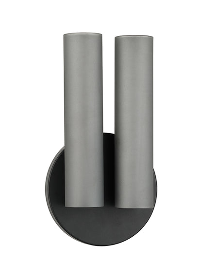Matteo Lighting Axis 13" 2-Light LED Bath Vanity Light in Matte Black + Smoke Frosted Glass (W32222MBSM) – alternate view