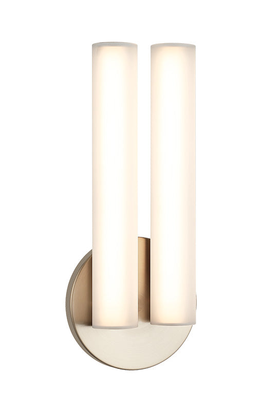 Matteo Lighting Axis 17" 2-Light LED Bath Vanity Light in Champagne Gold + White Frosted Glass (W32230CGFR)