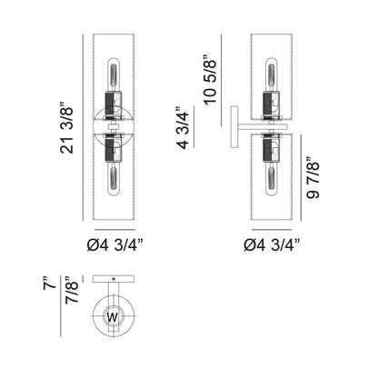 Matteo Lighting Lincoln 21" 2-Light Wall Sconce – line drawing with dimensions