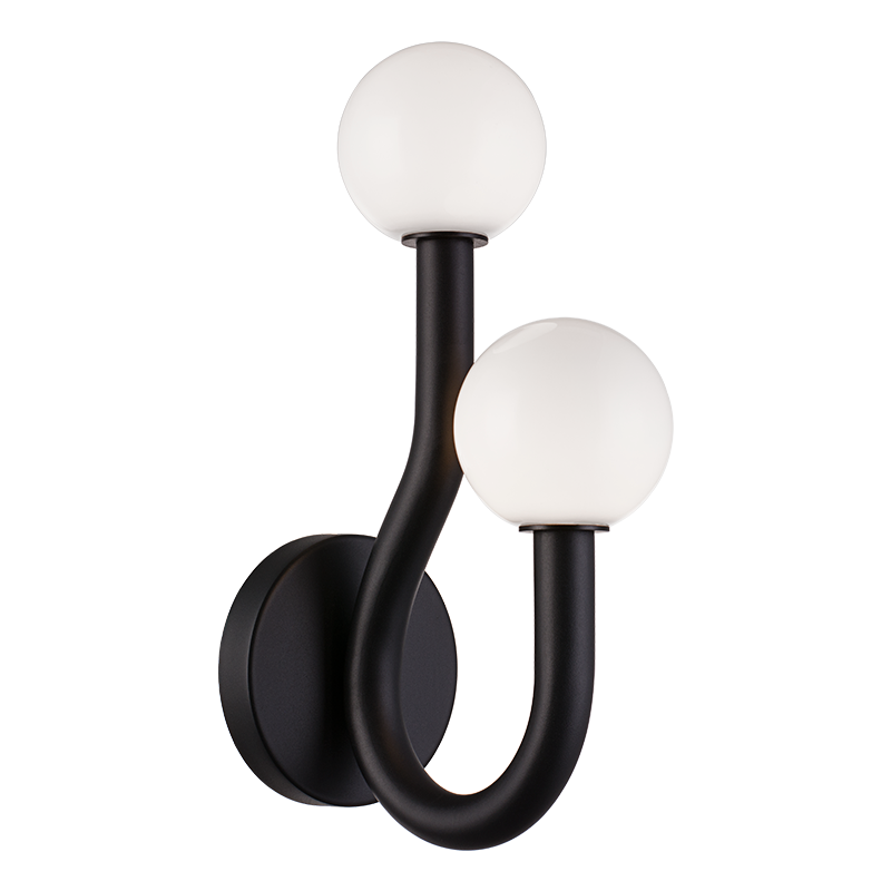 Matteo Lighting Joelle 13" 2-Light Wall Sconce in Matte Black (W34202MBOP)