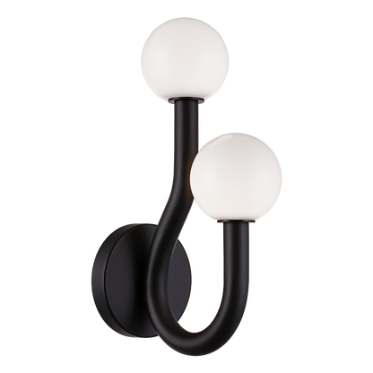 Matteo Lighting Joelle 13" 2-Light Wall Sconce in Matte Black (W34202MBOP)