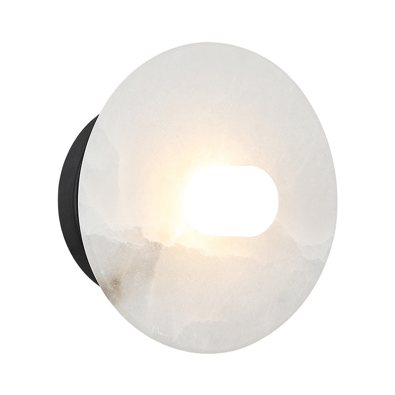 Matteo Lighting Monument 7" Alabaster Wall Sconce in Matte Black (WX42601MB)