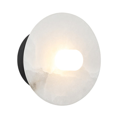 Matteo Lighting Monument 7" Alabaster Wall Sconce in Matte Black (WX42601MB)