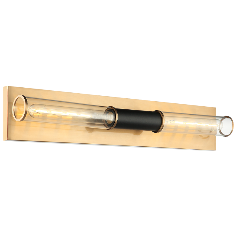 Matteo Lighting Tubo 2-Light 24-in Vanity Black,Brass