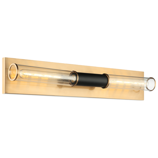 Matteo Lighting Tubo 2-Light 24-in Vanity Black,Brass