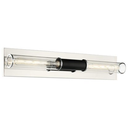 Matteo Lighting Tubo 2-Light 24-in Vanity Black,Chrome