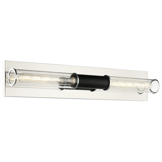 Matteo Lighting Tubo 2-Light Wall Sconce in Matte Black + Chrome, 24.38"W (W61202MBCH)