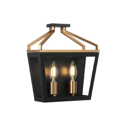 Matteo Lighting Mavonshire 11" 2-Light Bath Vanity Light in Black + Aged Gold Brass (W67012BKAG)