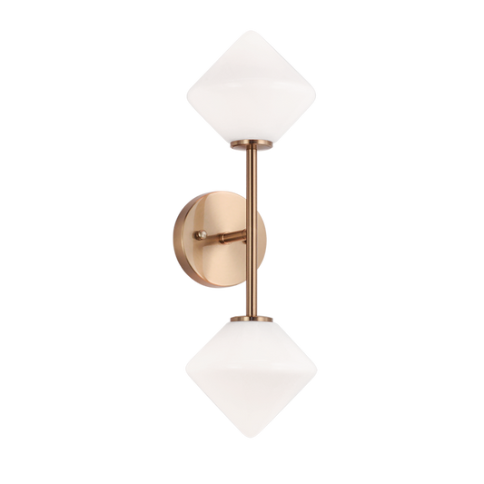 Matteo Lighting Novo 2-Light Wall Sconce in Aged Gold Brass with Opal Glass, 6.25"W (W81742AGOP)