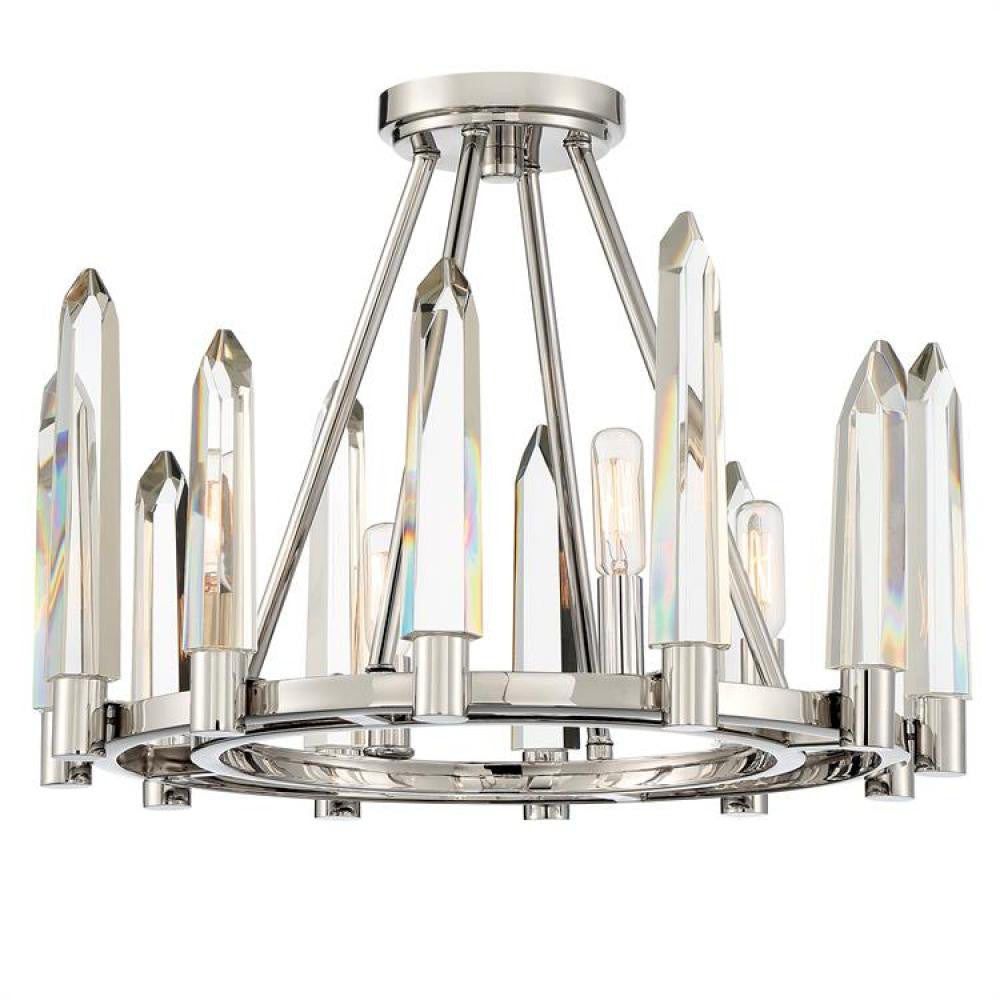 Crystorama Watson Semi Flush Mount Polished Nickel