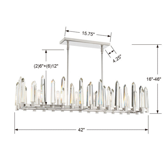 Watson 6 Light Polished Nickel Linear Chandelier