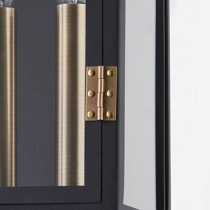 Troy Wes Outdoor Wall Sconce Patina Brass / Textured Black Detail 1