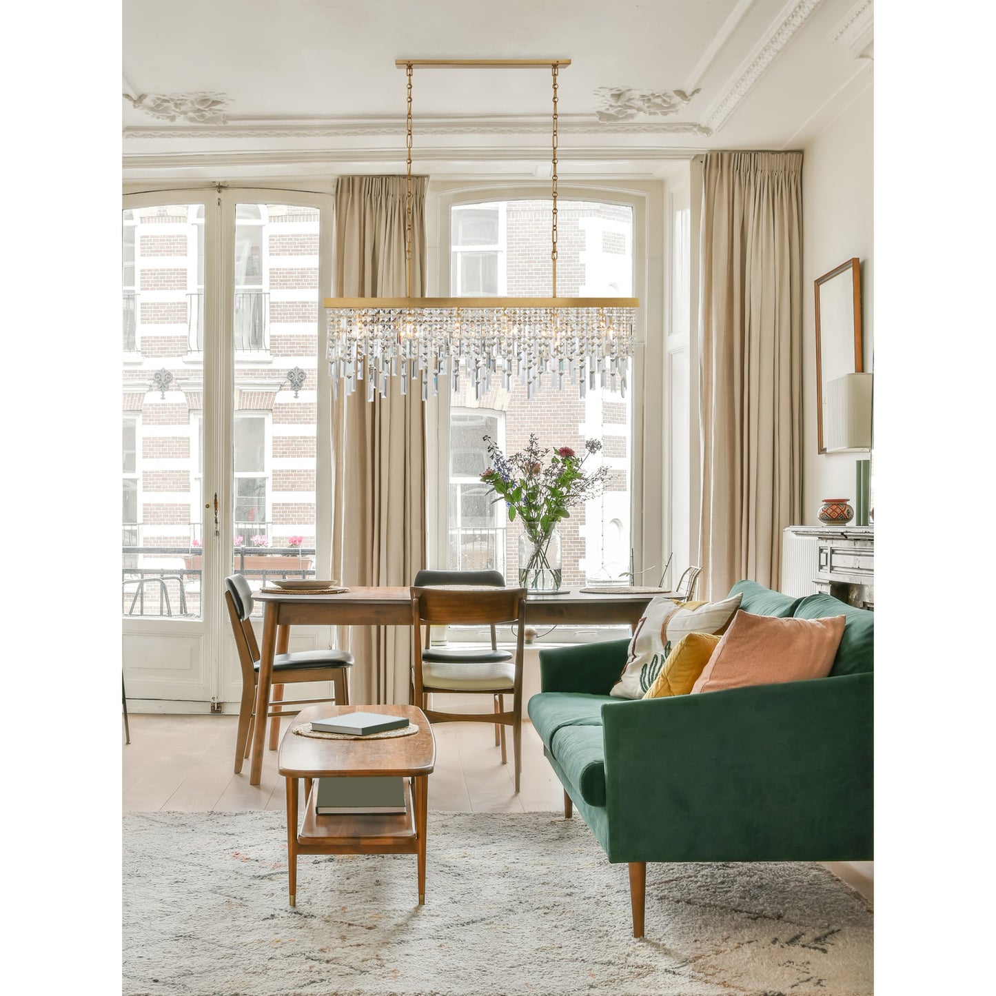 Winfield 6 Light Antique Gold Linear Chandelier
