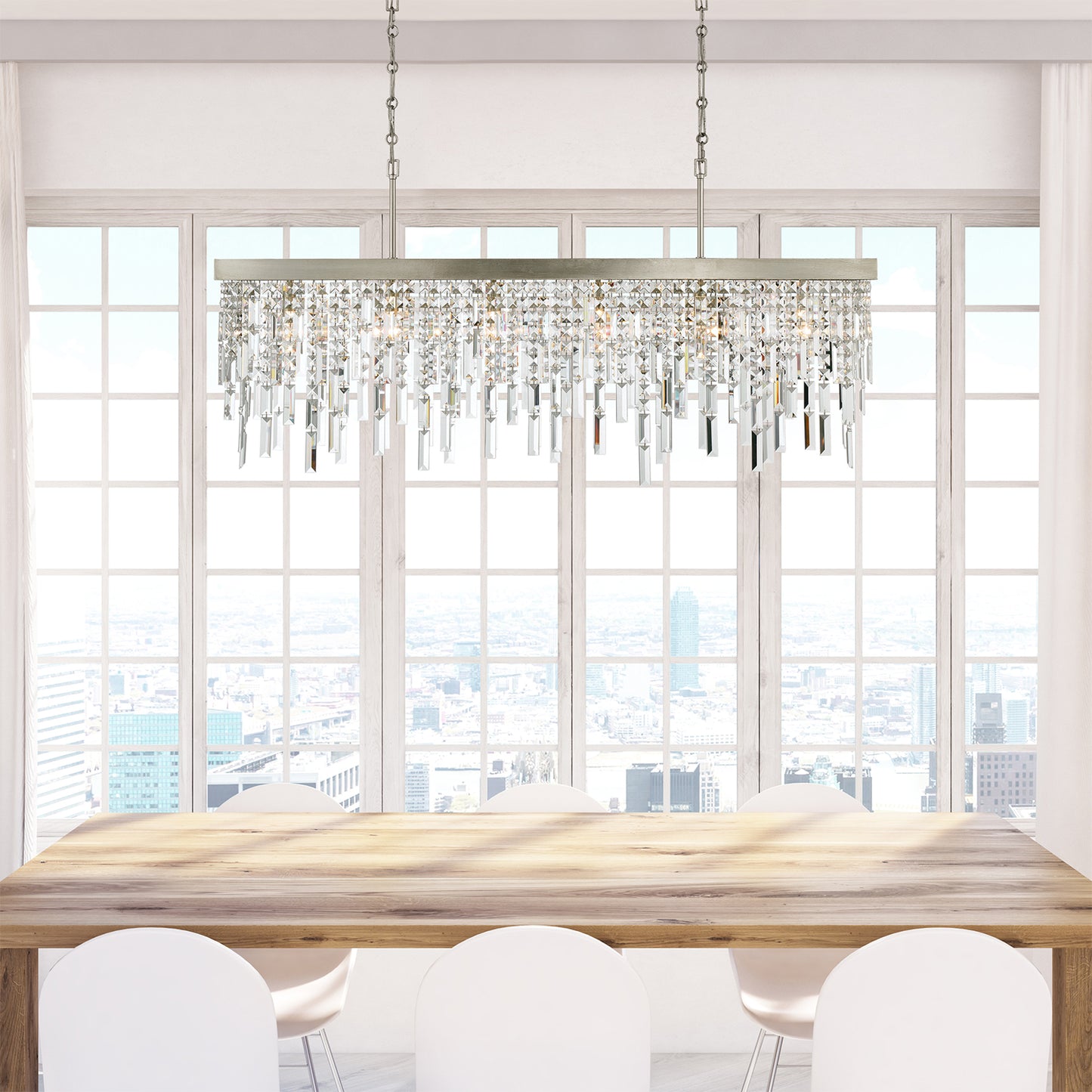 Winfield 6 Light Antique Silver Linear Chandelier