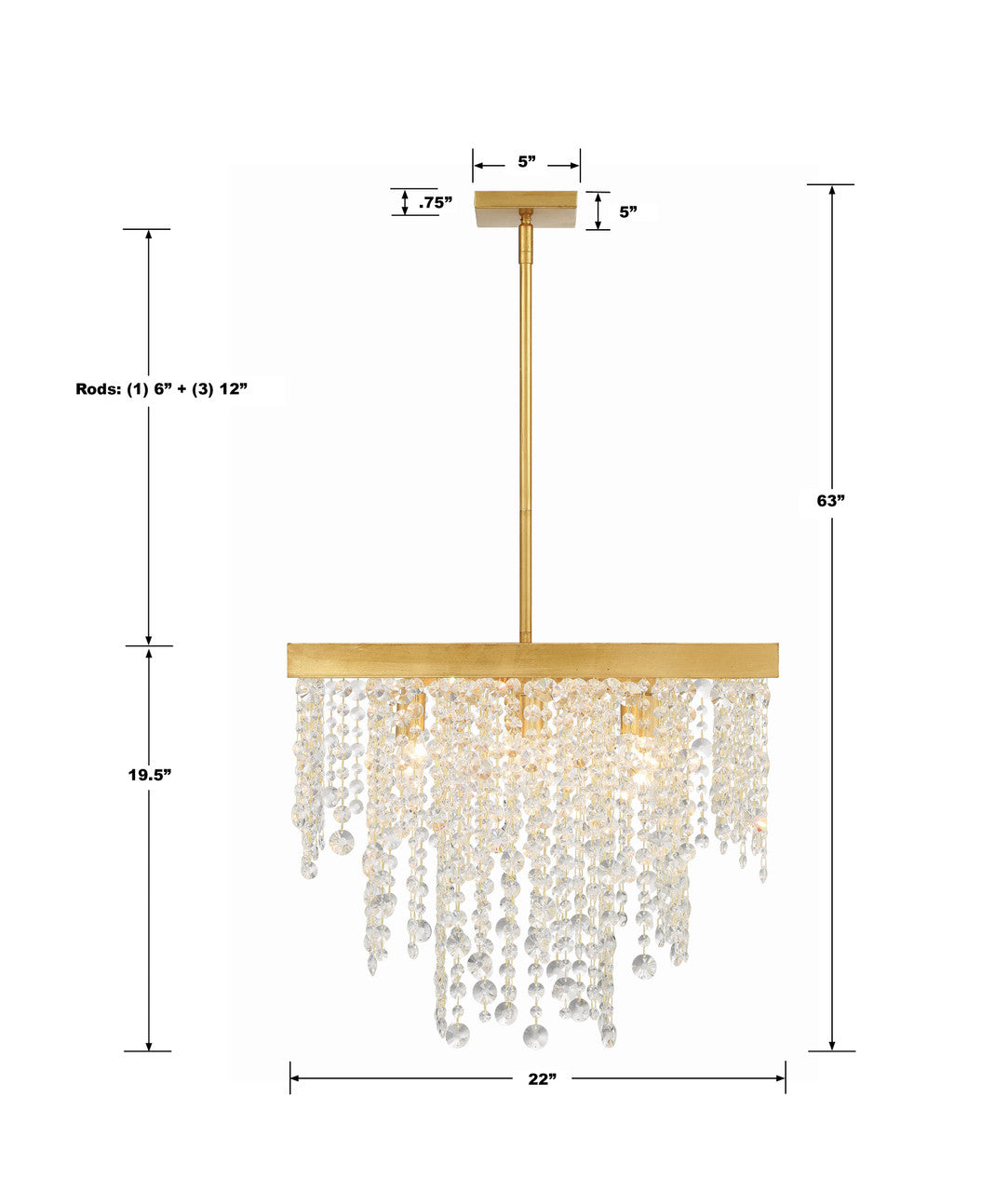 Crystorama Winham 8 Light Chandelier Black Forged
