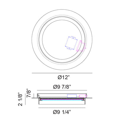 Matteo Lighting Iris 12" LED Flush Mount – line drawing with dimensions