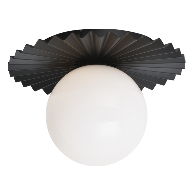 Matteo Lighting Modern Ruff 14-in Globe Wall Sconce/Ceiling Moun Black