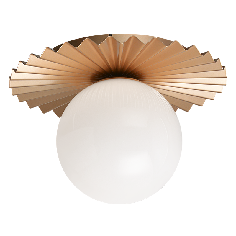 Matteo Lighting Modern Ruff 14-in Globe Wall Sconce/Ceiling Moun Matte Gold