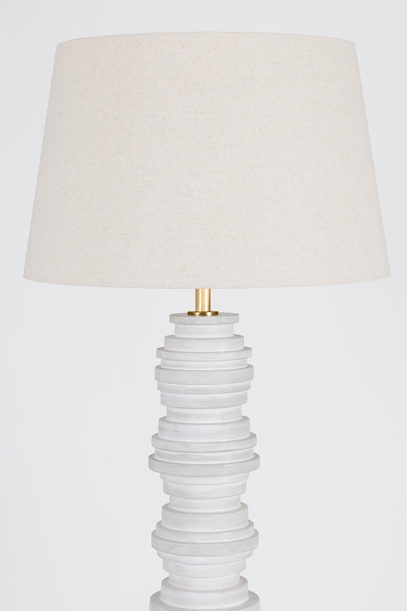 Hudson Valley Wayzata Floor Lamp Aged Brass/ Ceramic Gloss Ivory detail view 3