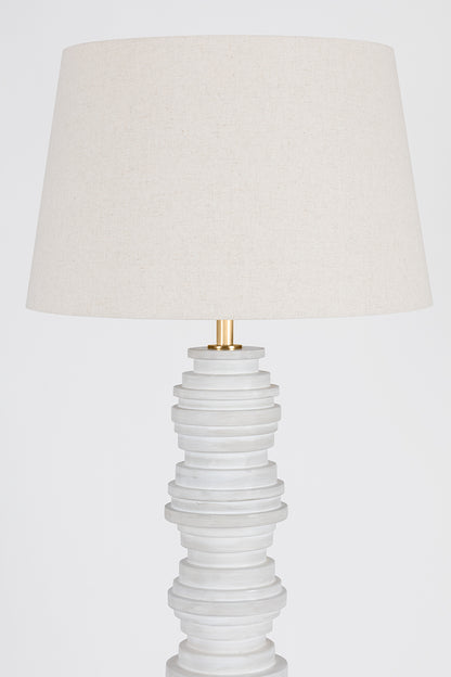 Hudson Valley Wayzata Floor Lamp Aged Brass/ Ceramic Gloss Ivory detail view 3