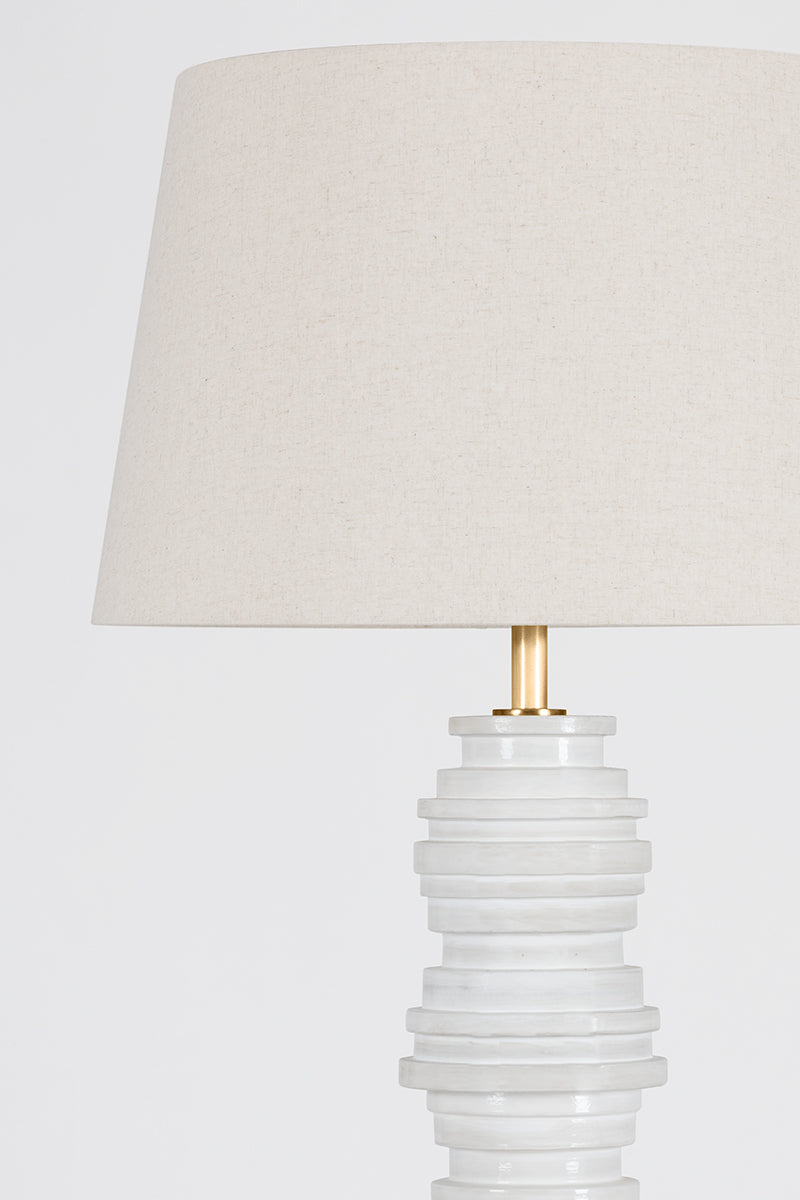 Hudson Valley Wayzata Floor Lamp Aged Brass/ Ceramic Gloss Ivory detail view 5
