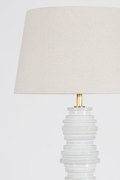 Hudson Valley Wayzata Floor Lamp Aged Brass/ Ceramic Gloss Ivory detail view 5