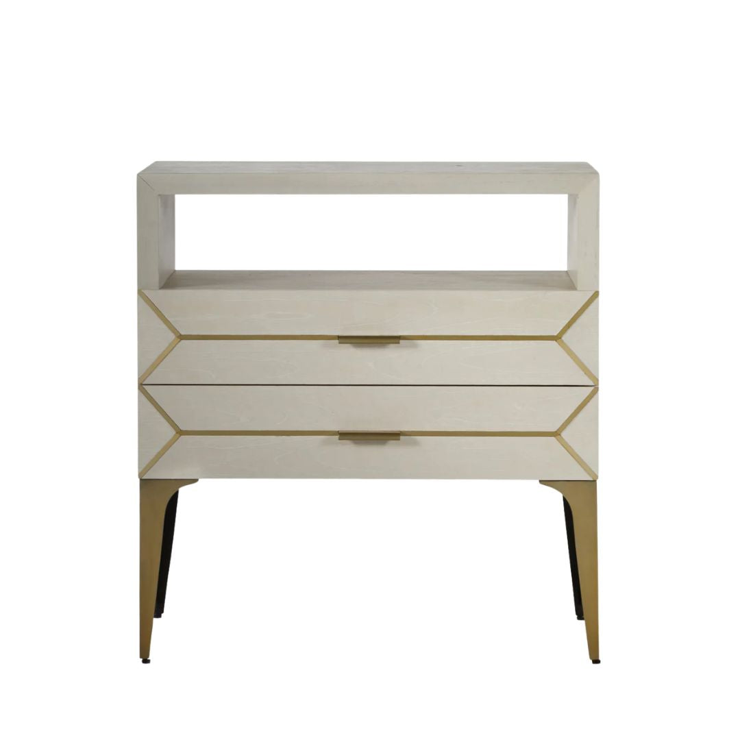 Gabby Whitley Nightstand White, Brass