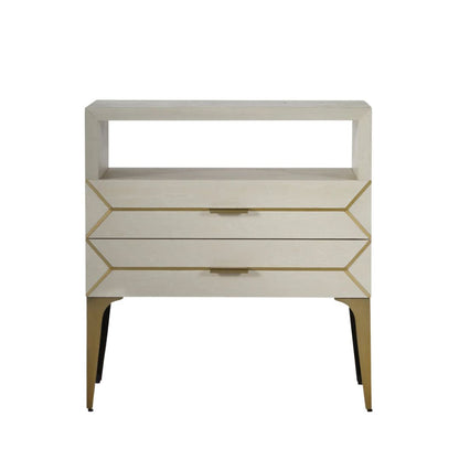 Gabby Whitley Nightstand White, Brass